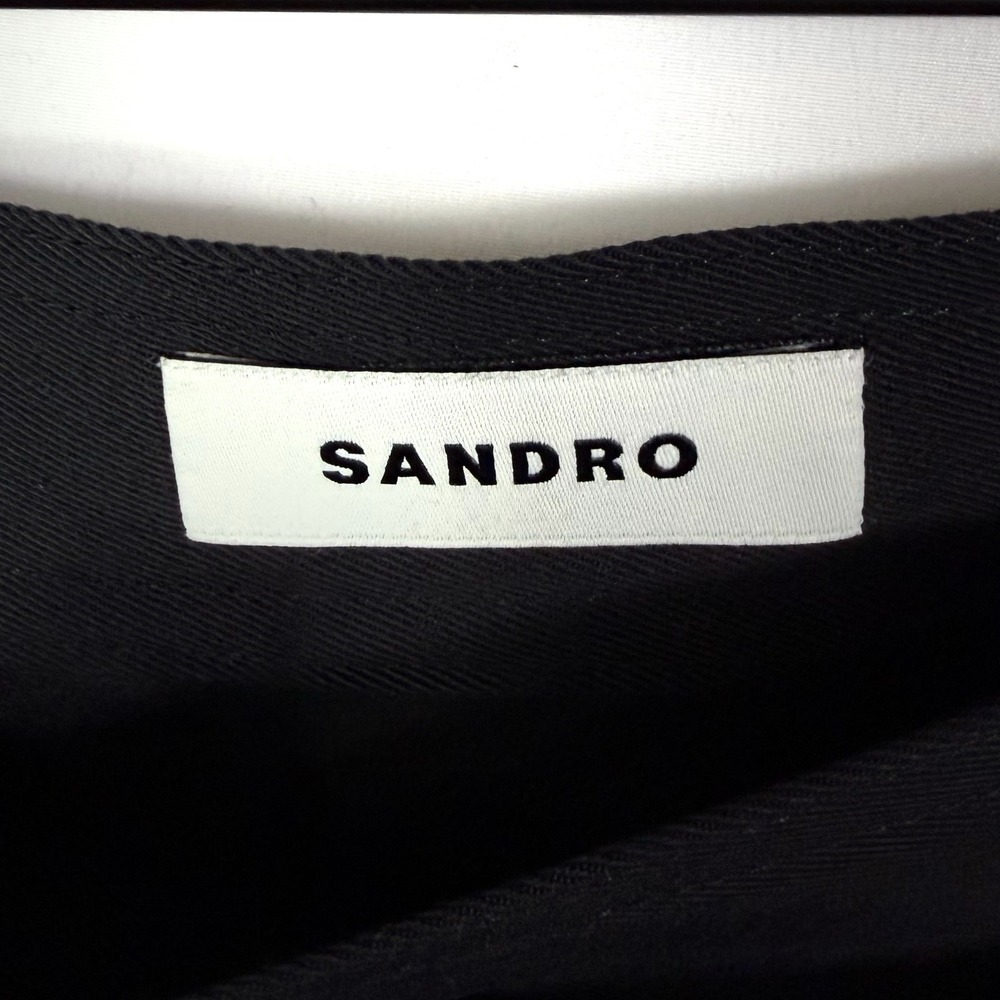 SANDRO Souvenir Skirt Black Wrap Maxi Gold Logo Detail Size 40 FR / 8 US - Picture 10 of 14